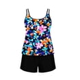 thumbnail image 6 of qelini Tankini Sets Womens Paddad Bra Crew Neck Tankini Sets Hawaiian Print Swimwear for Summer Vocation, 6 of 7