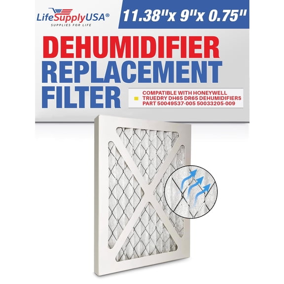 LifeSupplyUSA MERV11 Filter Replacement Compatible with Honeywell TrueDRY DH65 DR65 Dehumidifiers Part 50049537-005 50033205-009