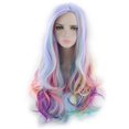 thumbnail image 4 of Rainbow 27.5 Inch wigs human hair Silk Long High Wig Hair Temperature Split Daily Wig Gradient Color Long Ice Wig, 4 of 9