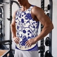 thumbnail image 5 of KLL Blue And White Porcelain Pattern Print Men's Muscle Gym Workout Stringer Tank Tops Bodybuilding Fitness T-Shirts Tank Tops Men-, 5 of 7