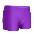 thumbnail image 2 of inlzdz Girls V Cross Waist Short Leggings Bike Dance Tumbling Athletic Gymnastics Shorts Activewear Purple 14, 2 of 6