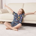 thumbnail image 3 of FORMRS Niños Short Sleeve Top and Pants Pajama Set Unisex Satin 2-Piece Sleepwear, Sizes 13-14Y, Cartoon Ocean Pattern, 3 of 8