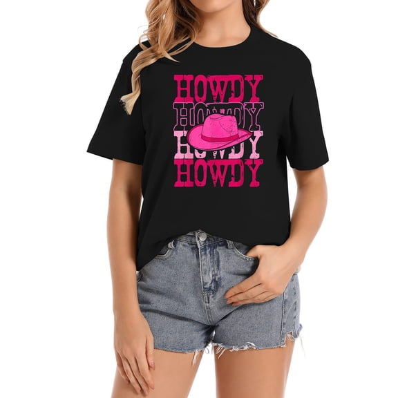 Howdy Tshirt Country Southern Rodeo Women Western Women's Short Sleeve Shirts - Fashionable Graphic Tees Available