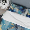 thumbnail image 4 of Designart "Luxury Blue and Gold Abstract Fluid Art II" Fractals Bedding Covert Set - Abstract Blue Modern Bed Set With 1 Sham, 4 of 6