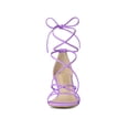 thumbnail image 6 of BLISSFUL STEP Women's Back to School Straps Kitten Heel Lace Up Sandals Purple 6, 6 of 7