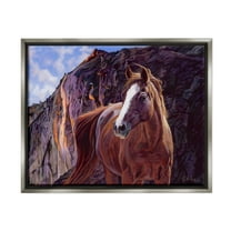 Stupell Industries Brown Stallion Cliffs Landscape Animals & Insects Painting Gray Floater Framed Art Print Wall Art