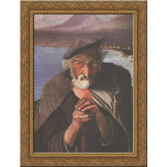 Old Fisherman 24x20 Gold Ornate Wood Framed Canvas Art by Tivadar Kosztka Csontvary