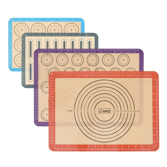 Sapid 4 Pcs Tapis de Cuisson en Silicone avec Mesure, Doublure de Plaque de Cuisson en Silicone Antiadhésive Réutilisable