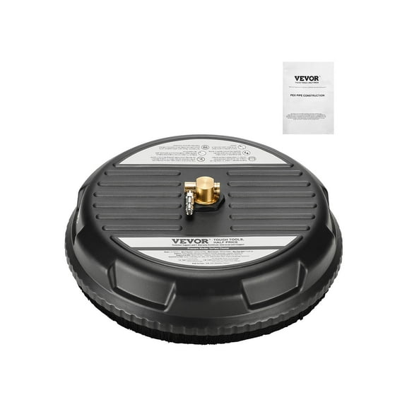 VEVOR 15" Pressure Washer Surface Cleaner, Plastic Pressure Washer Attachments with 4 Wheels, 4000 Max PSI, 1/4 Quick Connector, 2 Spray Nozzles, Ideal for Driveways, Sidewalks, Patios, Decks, Black