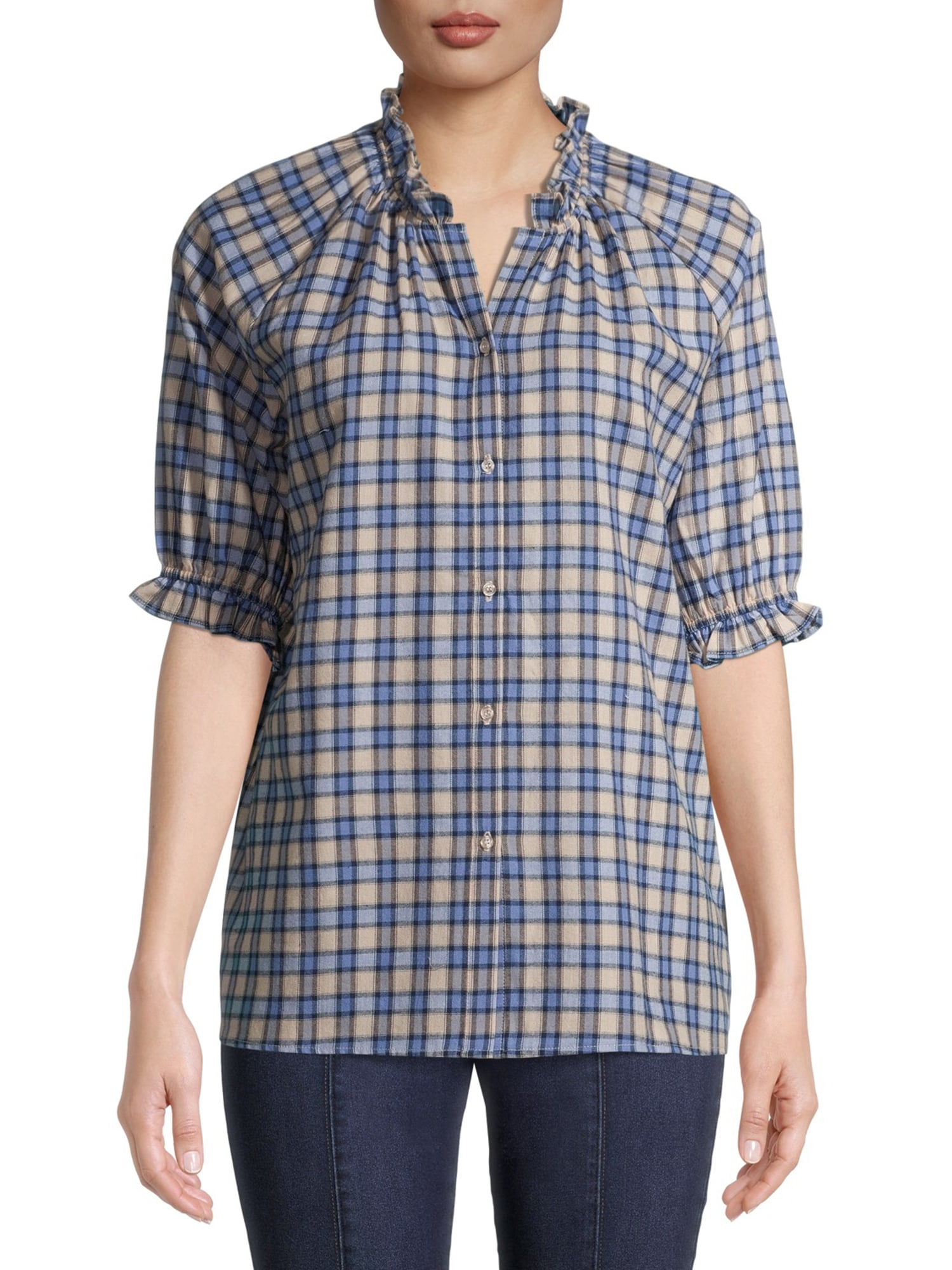 GAP Women's Short Sleeve Ruffle Top – Lightweight, Flowy & Machine Washable