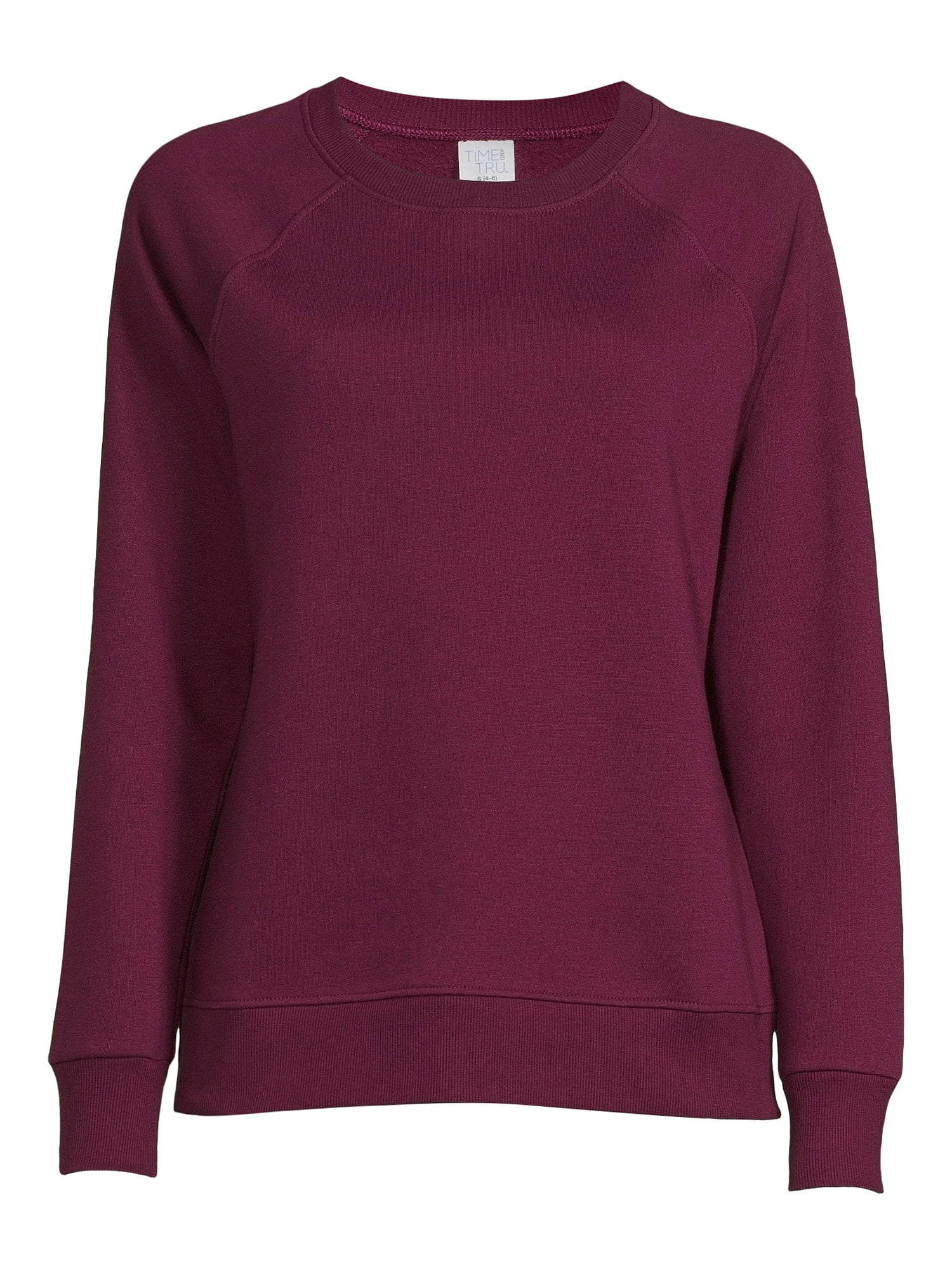 Time & Tru Women's Raglan Fleece Crewneck Sweatshirt
