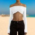 thumbnail image 1 of Camiseta Con Hombros Descubiertos Sexy Casual Tops A Tipo Jersey transparente Camiseta con hombros descubiertos Top (Blanco M) Cgtredaw Para estrenar, 1 of 1
