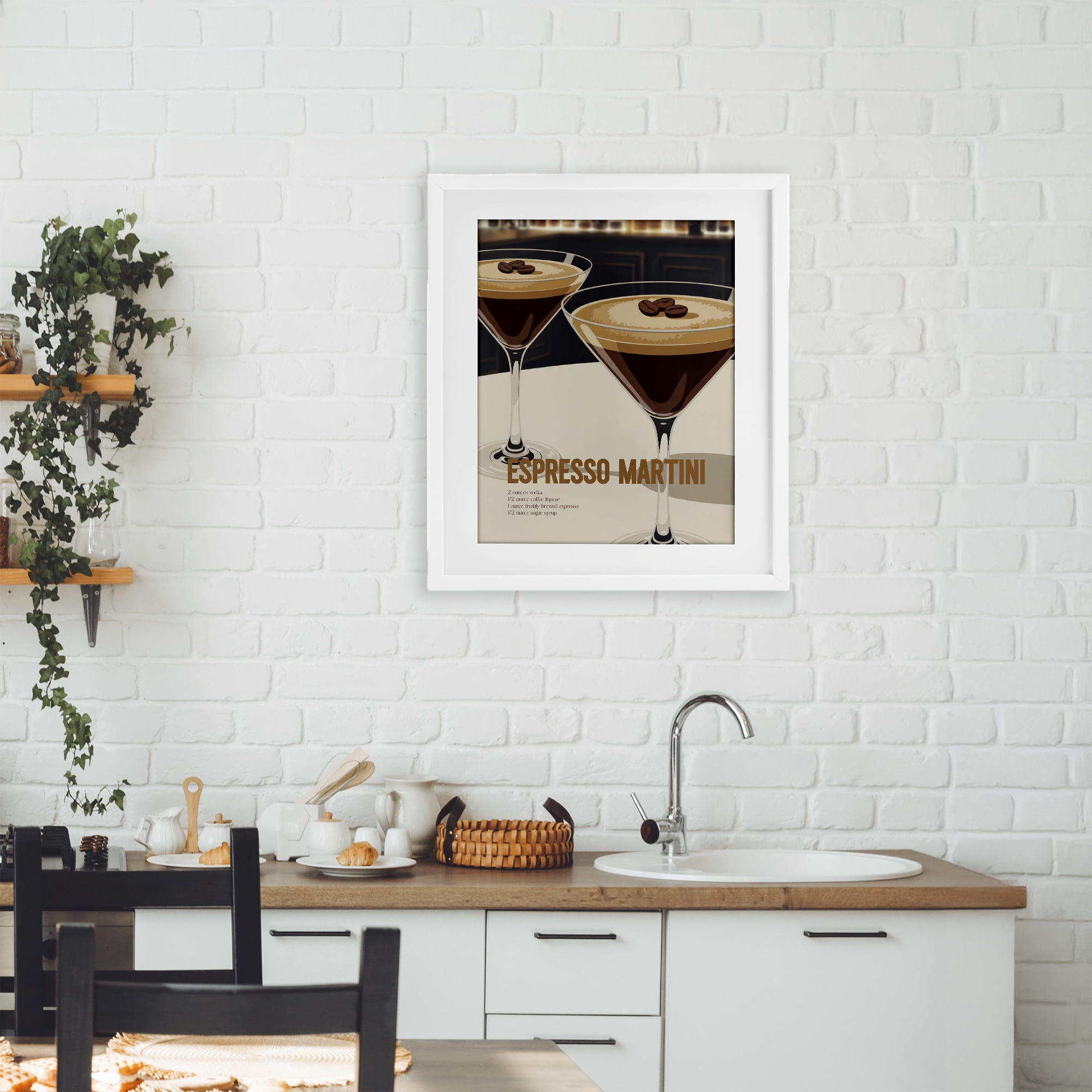 Stupell Industries Sleek Modern Espresso Martini White Framed Print Under Glass, design by Andreas Magnusson