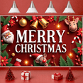 thumbnail image 3 of Festive Banner Merry Christmas Decorative Design Gingerbread Ornament Holly Decoration Christmas for Holiday Celebration Indoor Decoration Party Background, 3 of 9