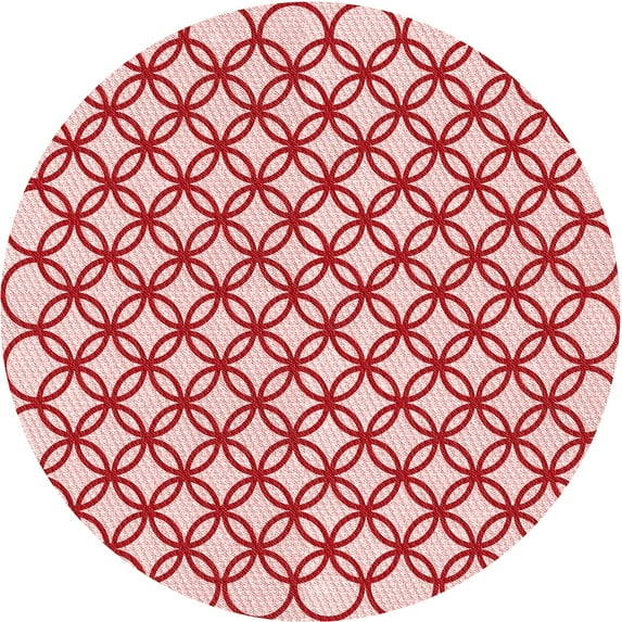 Ahgly Company Machine Washable Indoor Round Transitional Light Red Pink Area Rugs, 5' Round