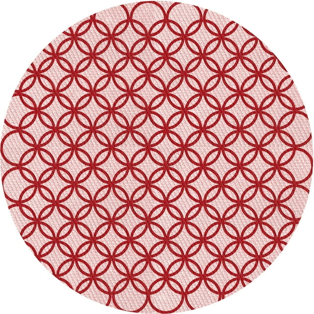 Ahgly Company Machine Washable Indoor Round Transitional Light Red Pink Area Rugs, 4' Round