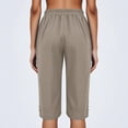 thumbnail image 4 of Women's Cotton Linen Bermuda Shorts Elastic Waist Drawstring Casual Knee-Length Shorts with Pockets Gray M, 4 of 7