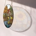 thumbnail image 4 of Boho Colorful Cottage by The River Stained Glass Window Hanging Window Suncatcher Glass Panel with Metal Chain Sun Catchers Wall Art Home Decor Gift for Women Mother's Day,, 4 of 6