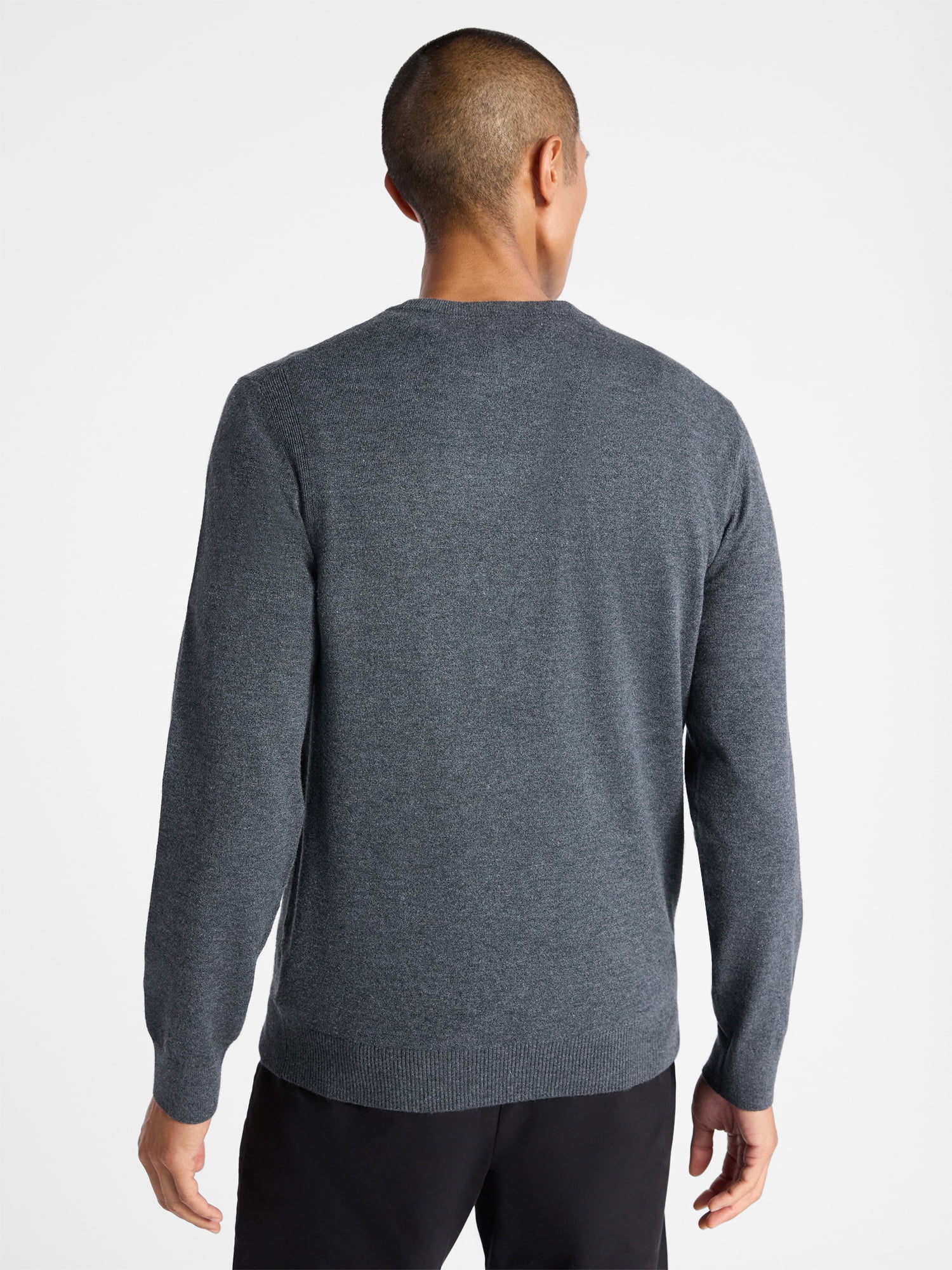 Free Assembly Men's Cozy Yarn Everyday Crewneck Sweater with Long Sleeves, Size XS-3XL