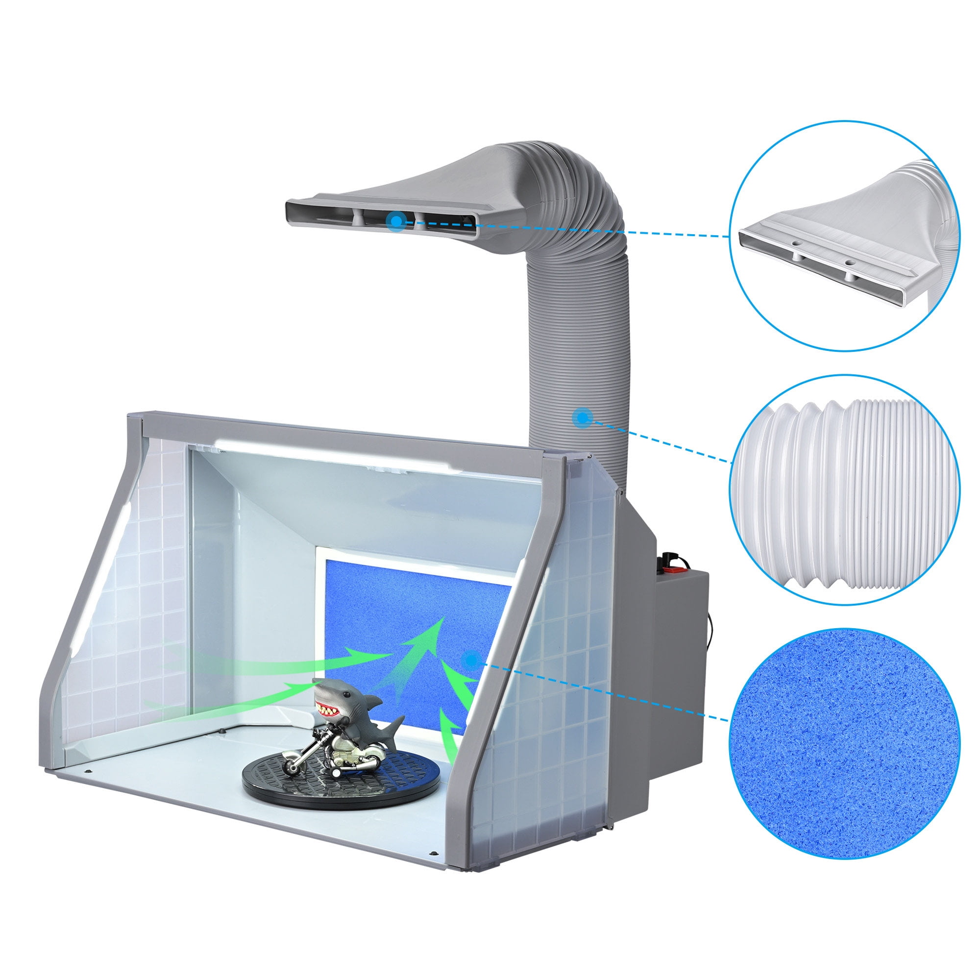 2 Sets of Airbrush Spray Booth Kit With LED Lighting Filter