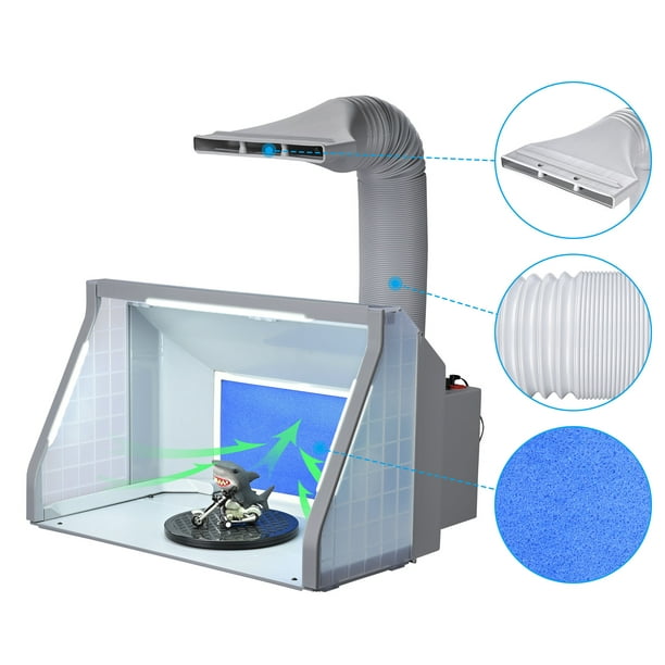 OPHIR Airbrush Paint Booth w Water Curtain Filter LED Light for
