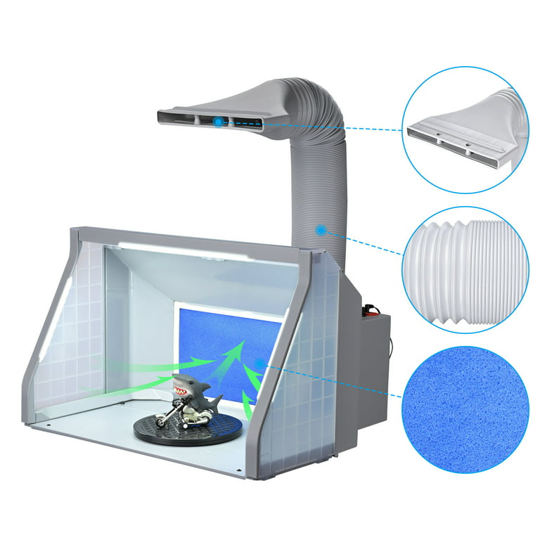 Airbrush Paint Spray Booth Kit Dual Fans with 3 LED Lights