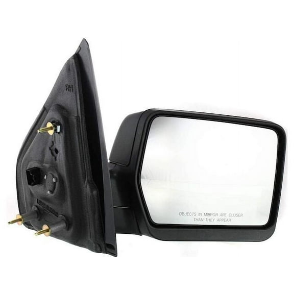 Right Passenger Side Square Head Power Mirror, Black Textured, Manual Folding, without Heated Glass and Puddle Light - Compatible with 2004 - 2008 Ford F150 (Excludes Heritage) 2005 2006 2007