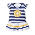 thumbnail image 5 of Yeaiivve Baby Girls Summer Clothes Kids Short Sleeve Striped T-Shirts Daisy Print Flutter Sleeve Ruffle Hem Tunic Peplum Babydoll Tops for Girls 1-10Y, 5 of 7