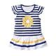 thumbnail image 4 of Camiseta de verano a rayas de cuello redondo para niña, mangas sueltas y cintura elástica. Top de poliéster para niña., 4 of 6
