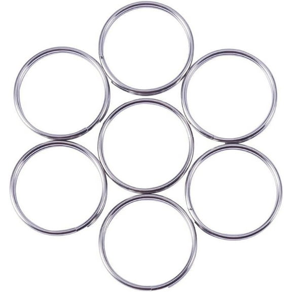 50PCS 304 Stainless Steel Round Edged Split Circular Ring Key Rings Key Chain Ring Clips