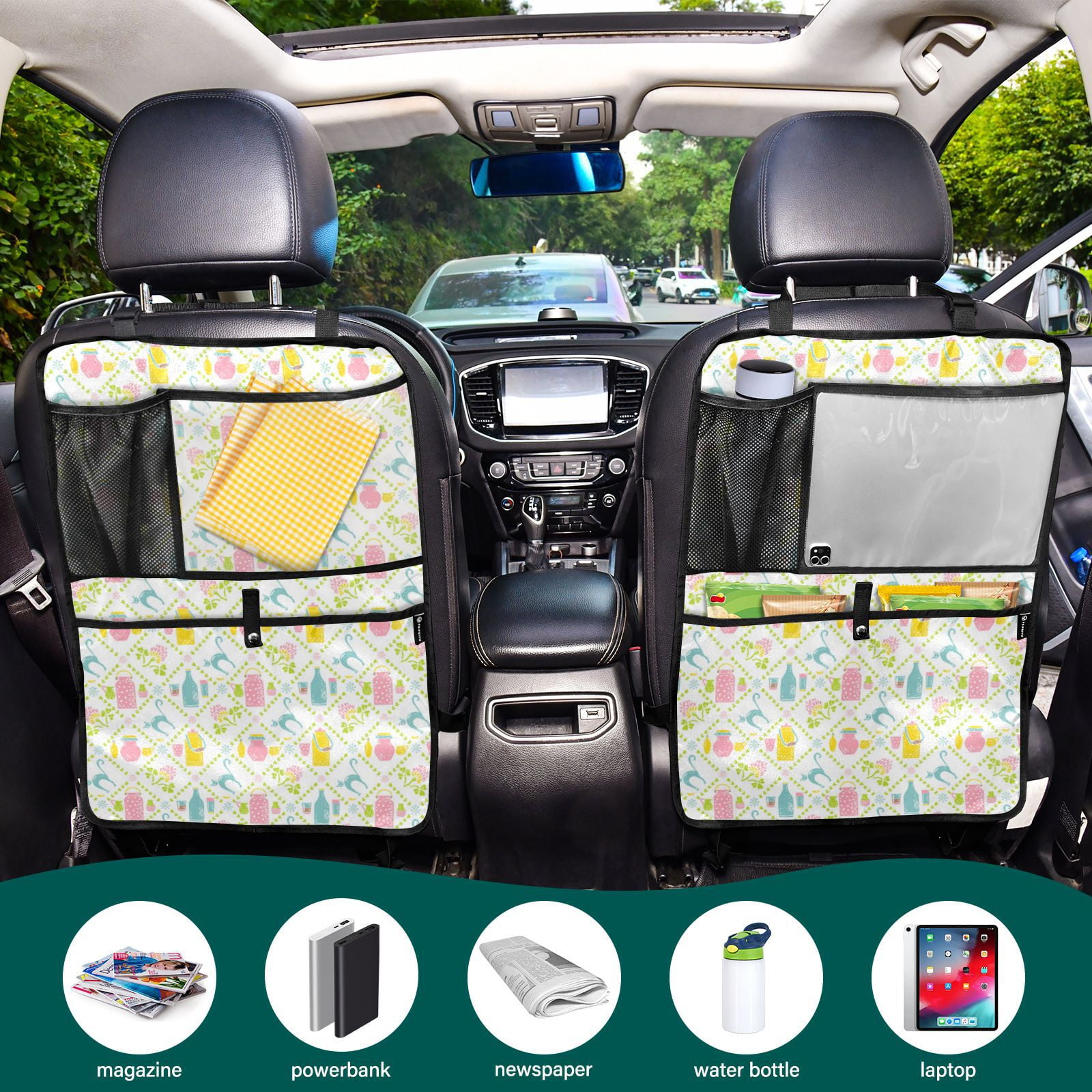 Pretty pastel summer pattern 167 Pack Backseat Protector Seat Covers for Your Car, SUV, Minivan or Truck Seats - Vehicle Back Seat Safety Accessories - Universal Fit Automotive Interior Protectors