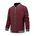 thumbnail image 1 of PEASKJP Men's Lightweight Jacket Casual Spring Fall Windbreaker Bomber Zip Up Coat With Pocket(Red,M), 1 of 3
