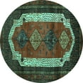 thumbnail image 1 of Ahgly Company Machine Washable Indoor Round Persian Turquoise Blue Traditional Area Rugs, 6' Round, 1 of 4