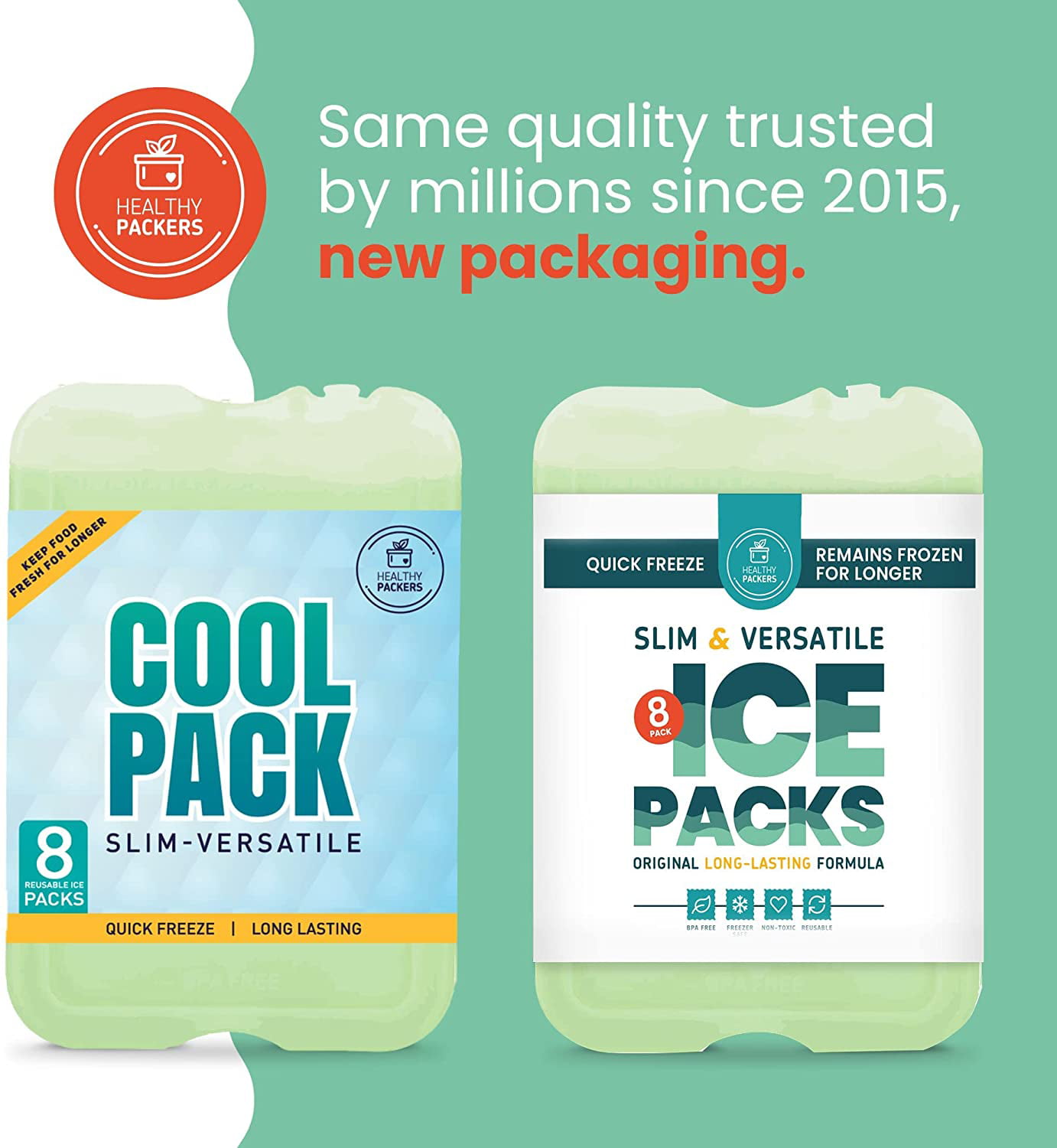 Healthy Packers Kids' Ice Packs - Long-Lasting Reusable Slim Packs for  Lunch Boxes, Bags, Coolers. Freezer Packs - Multicolor 4-Pack (Penguin