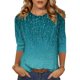 thumbnail image 1 of Camiseta con cuello redondo y manga 3/4 con estampado de hojas de Zeagoo para mujer, 1 of 6