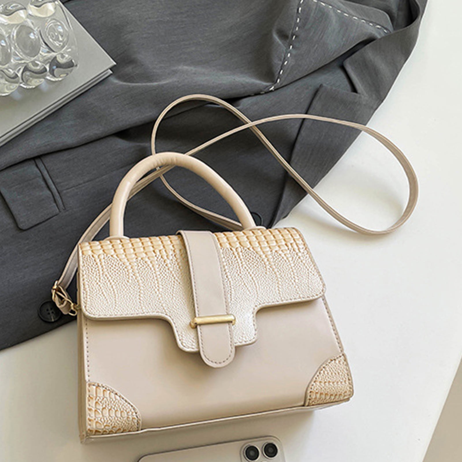 Yoetaun Stylish Small Crossbody Bag For Women Fashion Shoulder Bags PU Leather Handbag For And Everyday Use Grey