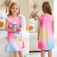 thumbnail image 4 of Jurebecia Girls Nightgowns Unicorn Soft Nightgown Flutter Short Sleeves Nightdress Nightie Dress Sleepwear Pajamas for Kids 140 cm 7-8 Years, 4 of 13