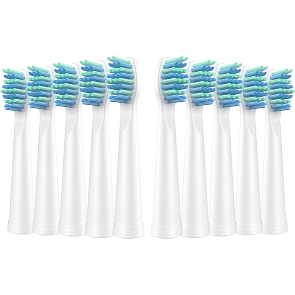 Têtes de Brosse à Dents Électriques pour Fairywill - Têtes de Brosse de Rechange Compatibles avec FW-507/508/551/610/659/719/909/917/959, FW-D1/D3/D5/D7/D8, Lot de 10, Blanc