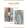 thumbnail image 3 of HOTAPEI Jean Jacket for Women Casual Plaid Button Down Boyfriend Denim Jackets Oversized Shacket Jacket With Chest Pockets, 3 of 6
