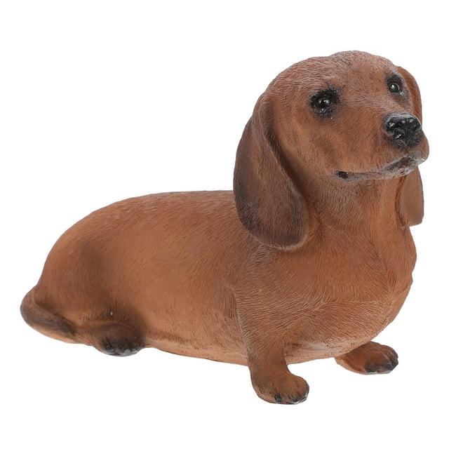 ADDHAT Figurita De Perro Salchicha Decorativa En Resina Color Marrón Claro Para De Hogar Y Oficina