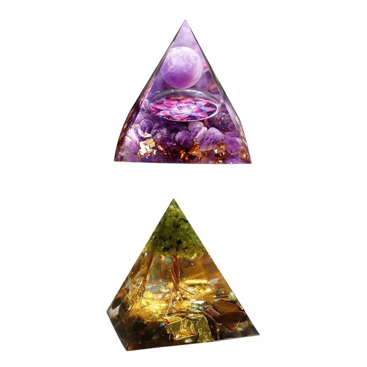 2 Pieces Natural Decorative Amethyst Orgone Pyramid Crystals Feng Shui Reiki  - Walmart.com