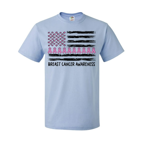 Inktastic Breast Cancer Awareness Pink Ribbons and Flag T-Shirt