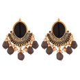thumbnail image 1 of Efulgenz Indian Jewelry Antique Crystal Stone Faux Pearl Beads Drop Big Stud Earrings Set for Women, Black, 1 of 4