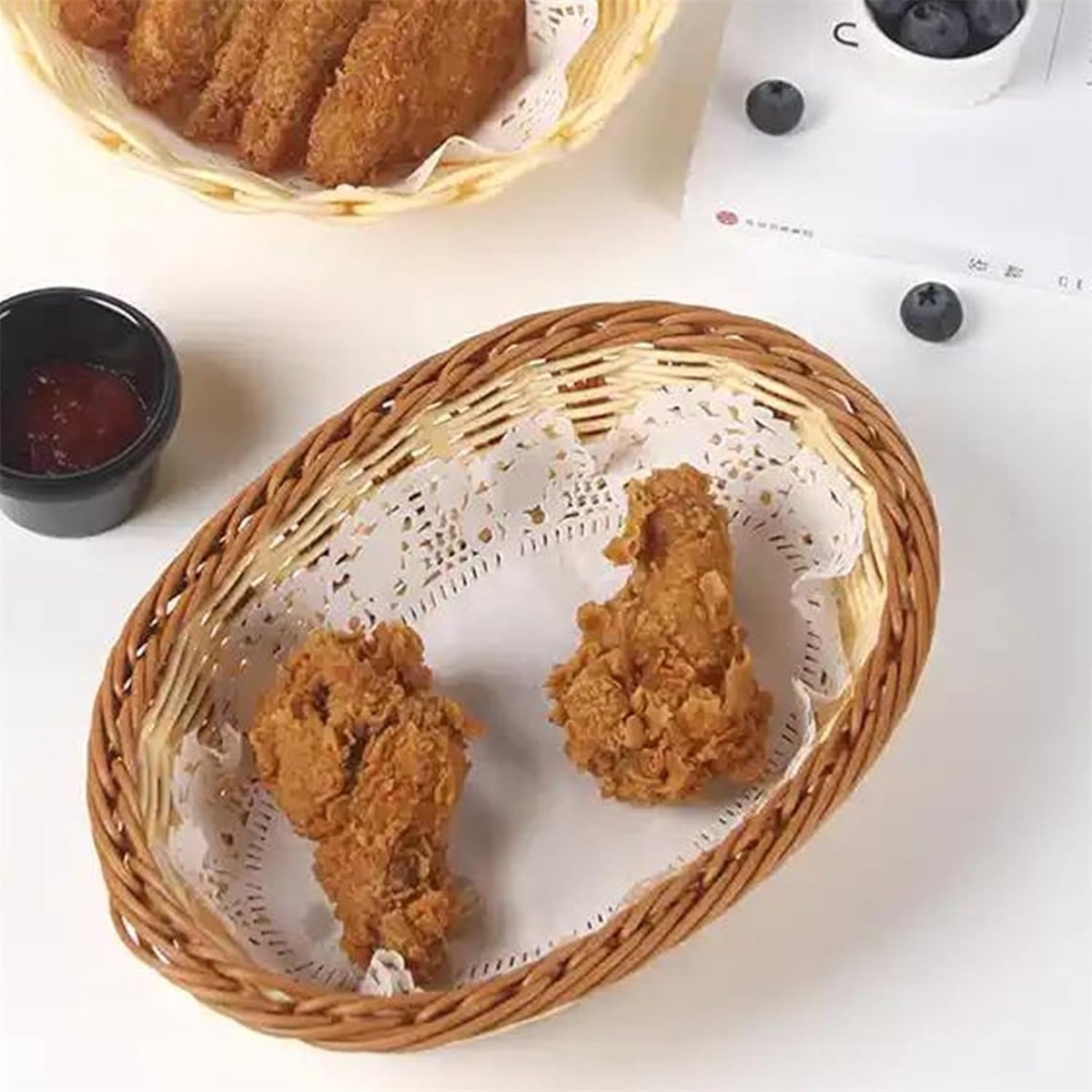 10 Pieces Bread Basket for Serving,Bexikou Plastic Wicker Basket Empty Gift Basket,Food Storage Basket & Fruit Basket,Fruit Serving Basket Bulk for Kitchen, Restaurant, Easter Gifts, Bakery