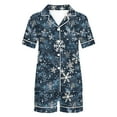 thumbnail image 7 of Feancey Women's Christmas Pajamas Short Set Xmas Snowflake Print Lounge 2 Piece Comfy Soft Button Down Pjs and Shorts Sleepwear Sets Back to School Prime Sales Multicolor XXL, 7 of 7