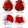 thumbnail image 5 of Women's V Cross High Waisted Swim Shorts Ruched Side Tie Boy Shorts Swimsuit Bottoms with Liner, 5 of 6