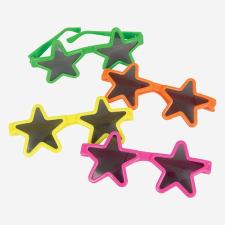 Star Novelty Glasses Party Favors, Neon, 8ct