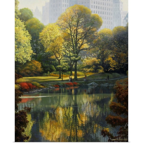 Great BIG Canvas | Rolled John Zaccheo Poster Print entitled Reflection Of The Park