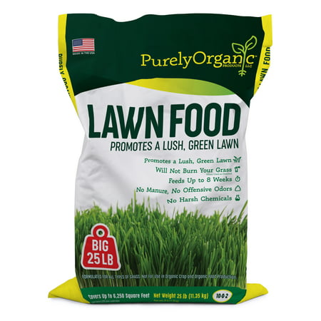 Purely Organic Products Lawn Food 10-0-2 Granular Fertilizer, 25 Lb, Covers 6250 Sq Ft