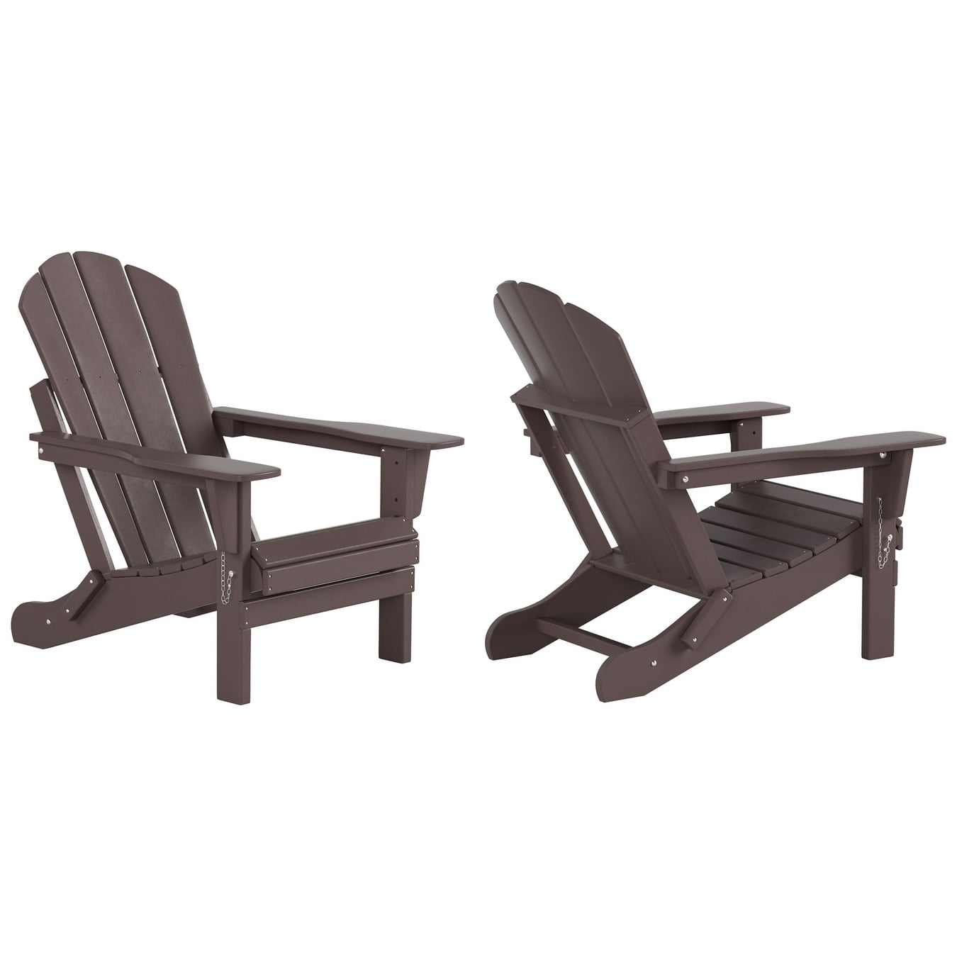 Polytrends  Laguna Hdpe All Weather Outdoor Patio Foldable Adirondack Chairs Conversation Set (3-Piece Set) Dark Brown